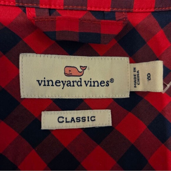 Vineyard Vines Gingham Checkered Print Classic Button Down Top Women's Size 00 - Picture 7 of 11